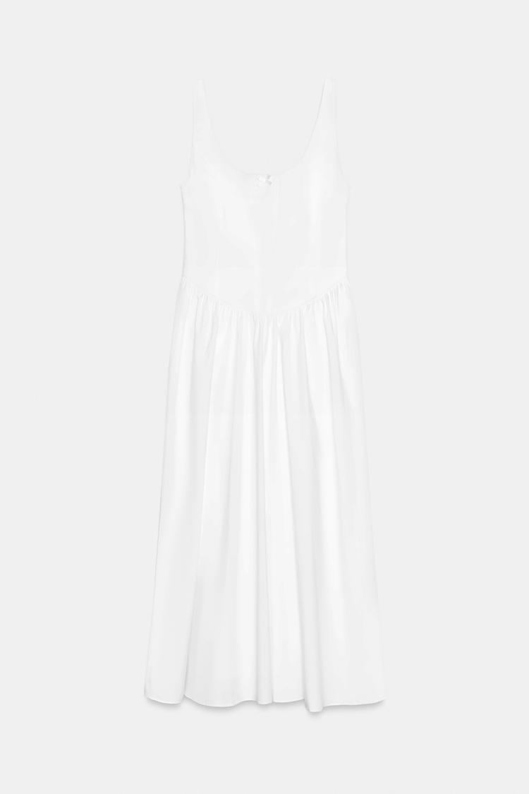 CORSETRY-INSPIRED POPLIN MIDI DRESS