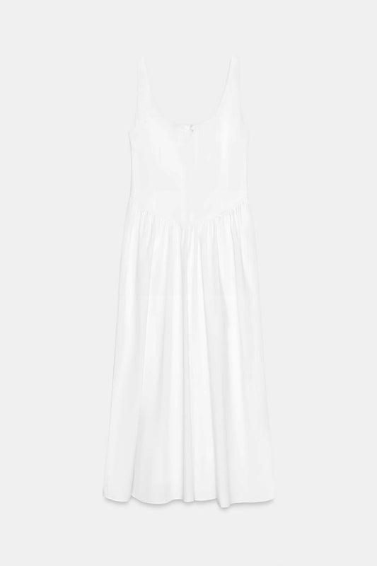 CORSETRY-INSPIRED POPLIN MIDI DRESS
