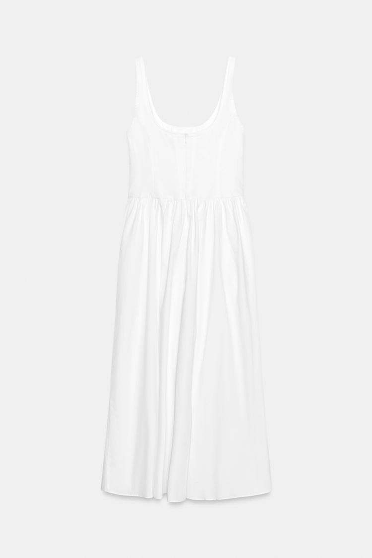 CORSETRY-INSPIRED POPLIN MIDI DRESS