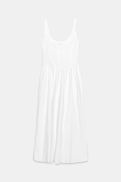 CORSETRY-INSPIRED POPLIN MIDI DRESS
