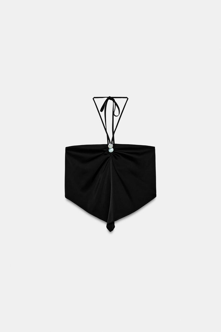 SATIN HALTER NECK TOP