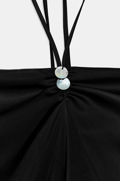 SATIN HALTER NECK TOP