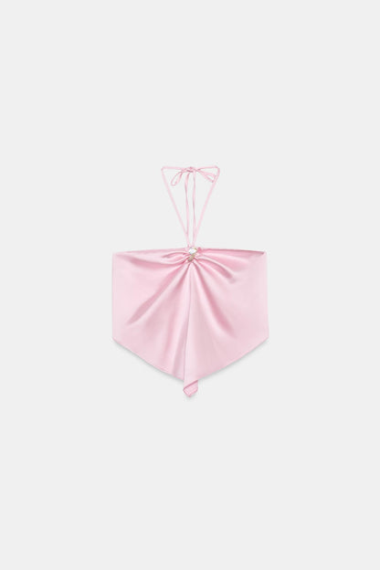 SATIN HALTER NECK TOP