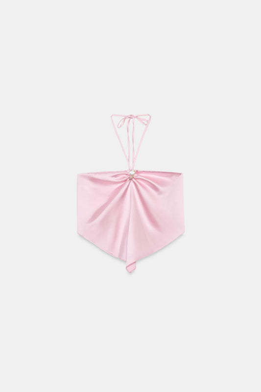 SATIN HALTER NECK TOP