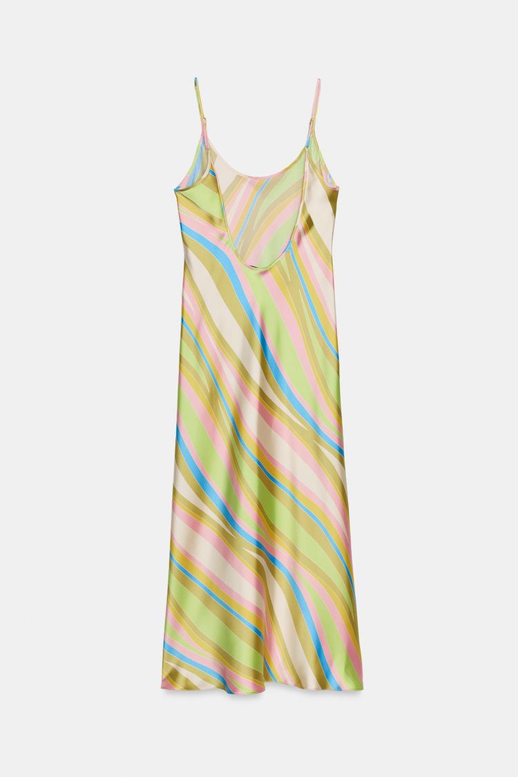 PRINTED SATIN MIDI DRESS