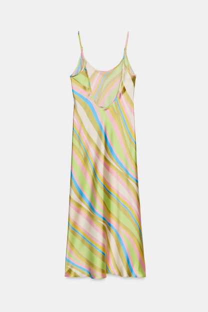 PRINTED SATIN MIDI DRESS