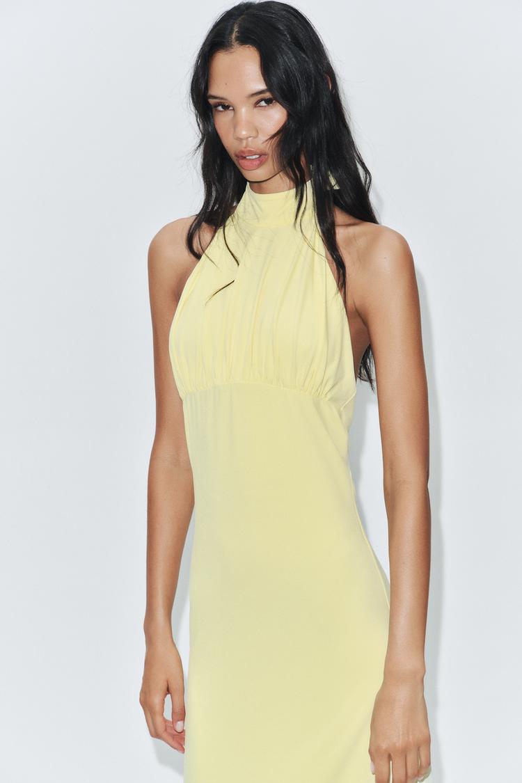 HALTER NECK MIDI DRESS WITH TIE