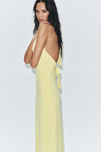 HALTER NECK MIDI DRESS WITH TIE