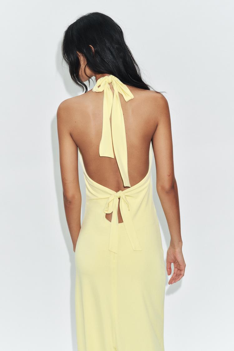 HALTER NECK MIDI DRESS WITH TIE