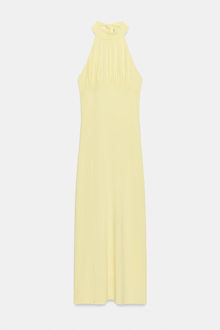HALTER NECK MIDI DRESS WITH TIE