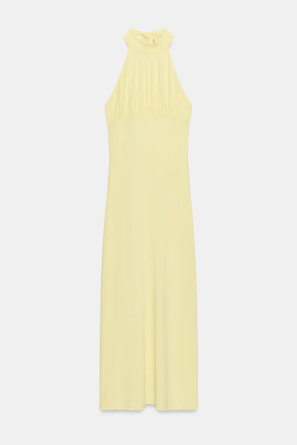 HALTER NECK MIDI DRESS WITH TIE