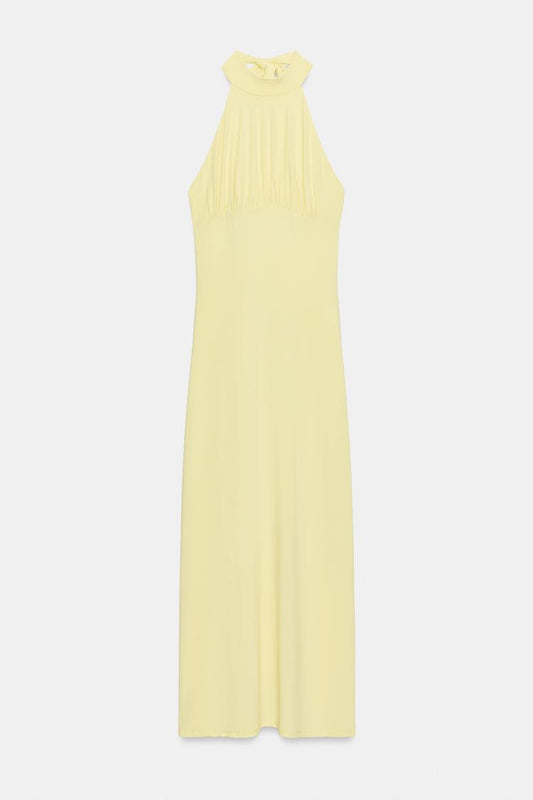 HALTER NECK MIDI DRESS WITH TIE