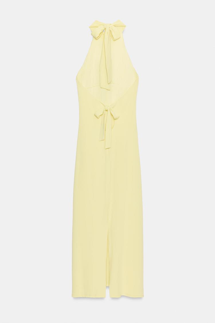 HALTER NECK MIDI DRESS WITH TIE