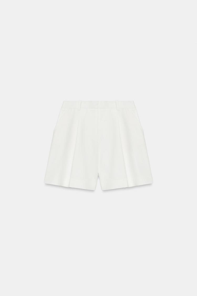 HIGH-WAIST DARTED BERMUDA SHORTS
