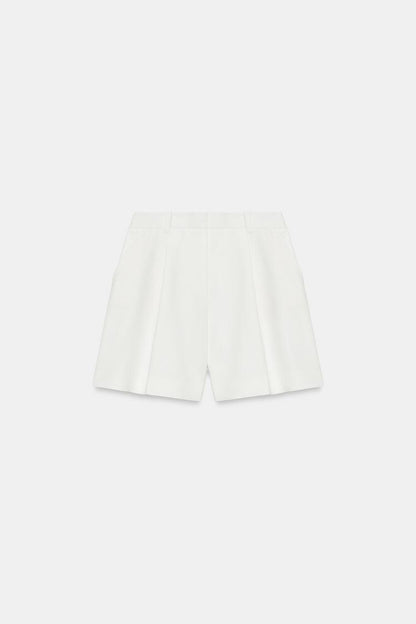 HIGH-WAIST DARTED BERMUDA SHORTS