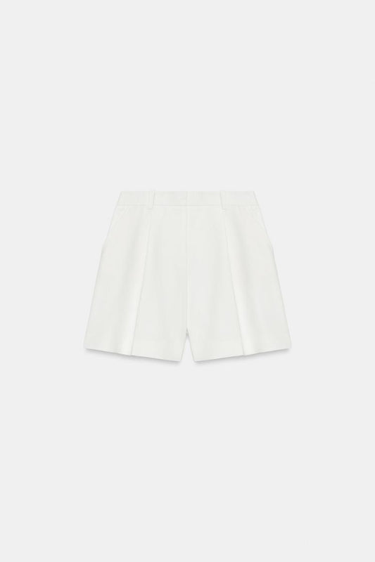 HIGH-WAIST DARTED BERMUDA SHORTS