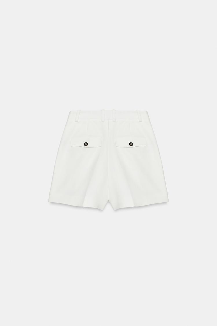 HIGH-WAIST DARTED BERMUDA SHORTS