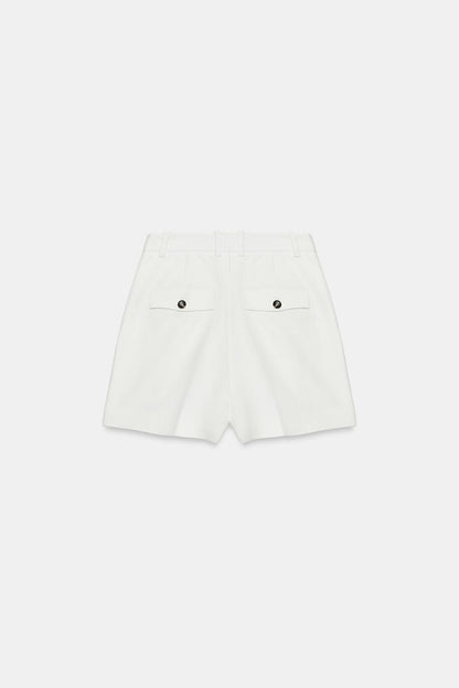 HIGH-WAIST DARTED BERMUDA SHORTS