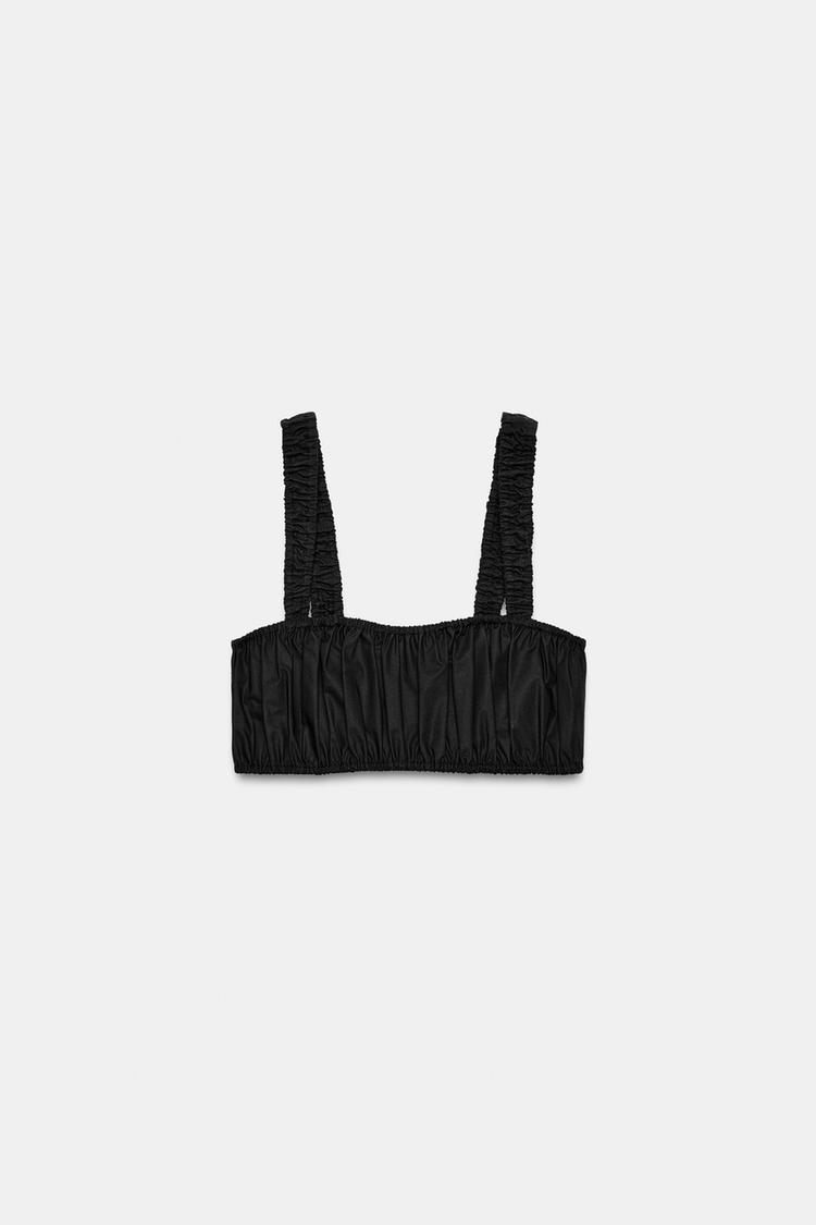 POPLIN GATHERED CROP TOP