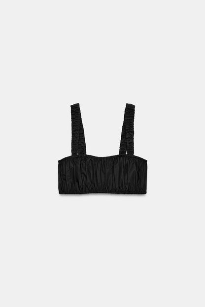 POPLIN GATHERED CROP TOP