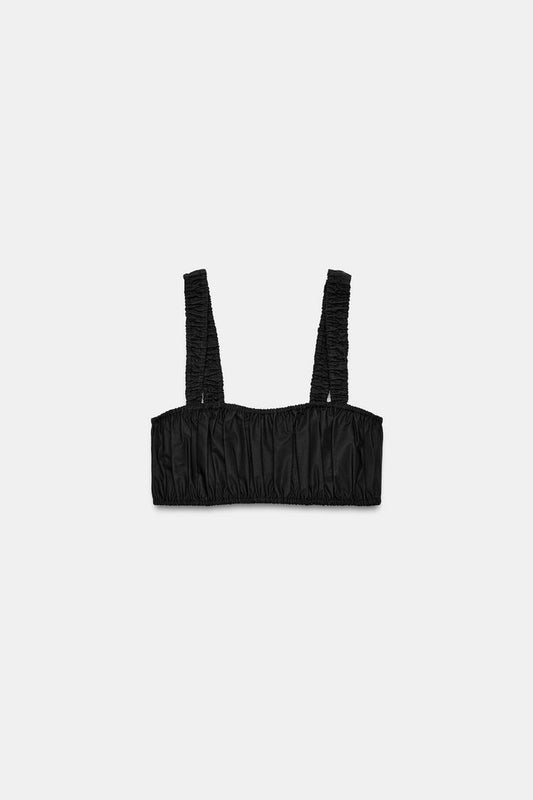 POPLIN GATHERED CROP TOP
