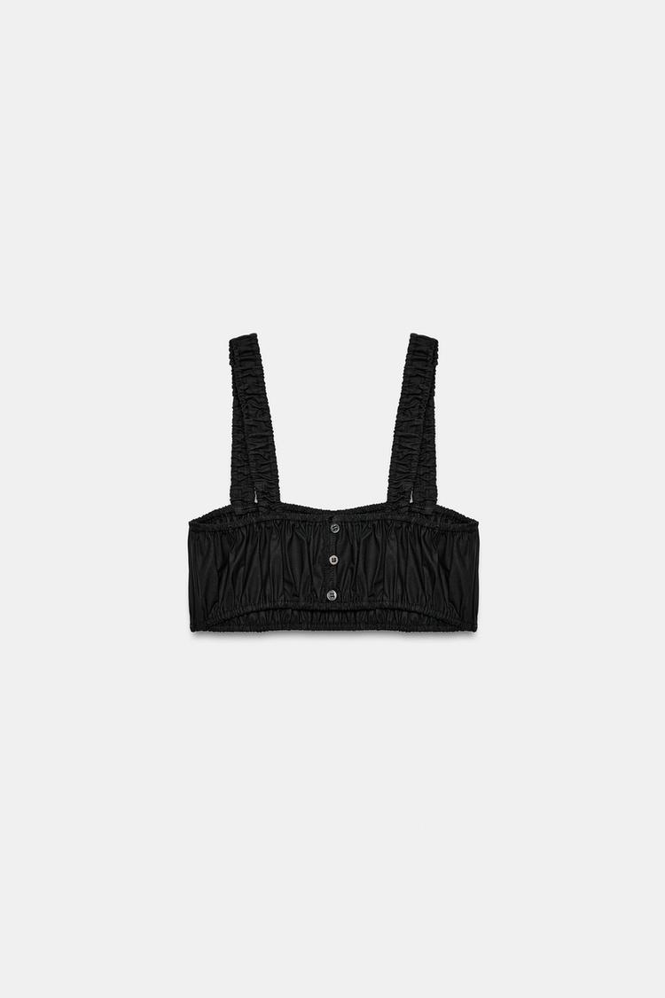 POPLIN GATHERED CROP TOP