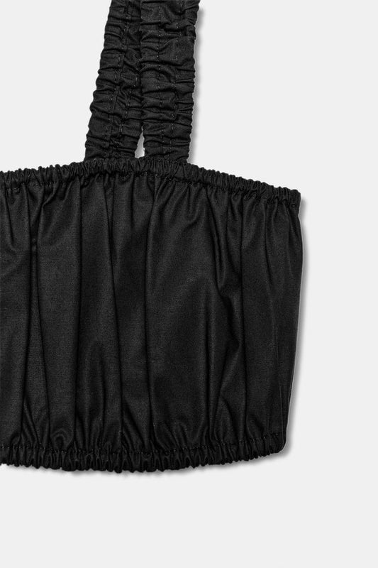 POPLIN GATHERED CROP TOP