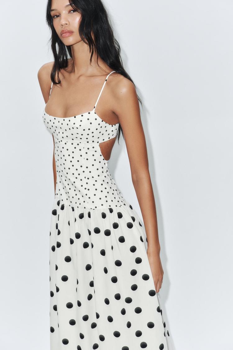 STRAPPY DOT MIDI DRESS
