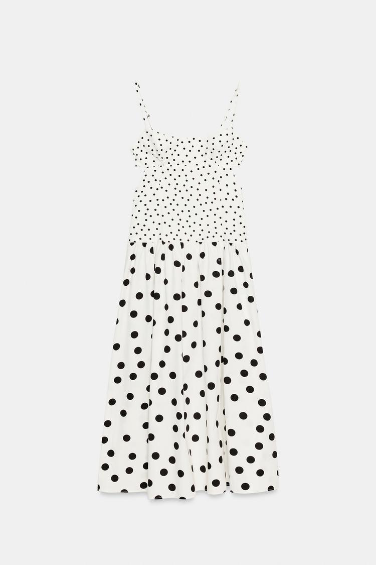 STRAPPY DOT MIDI DRESS