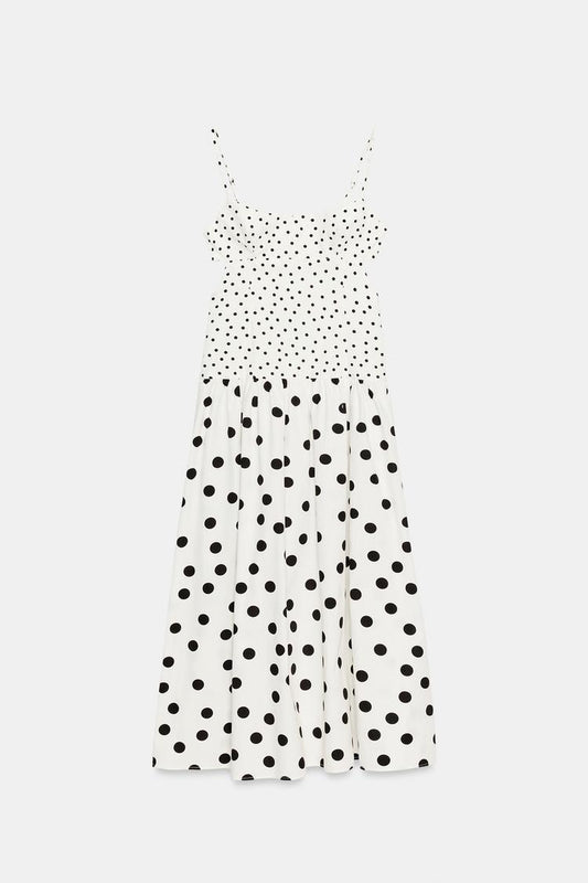 STRAPPY DOT MIDI DRESS