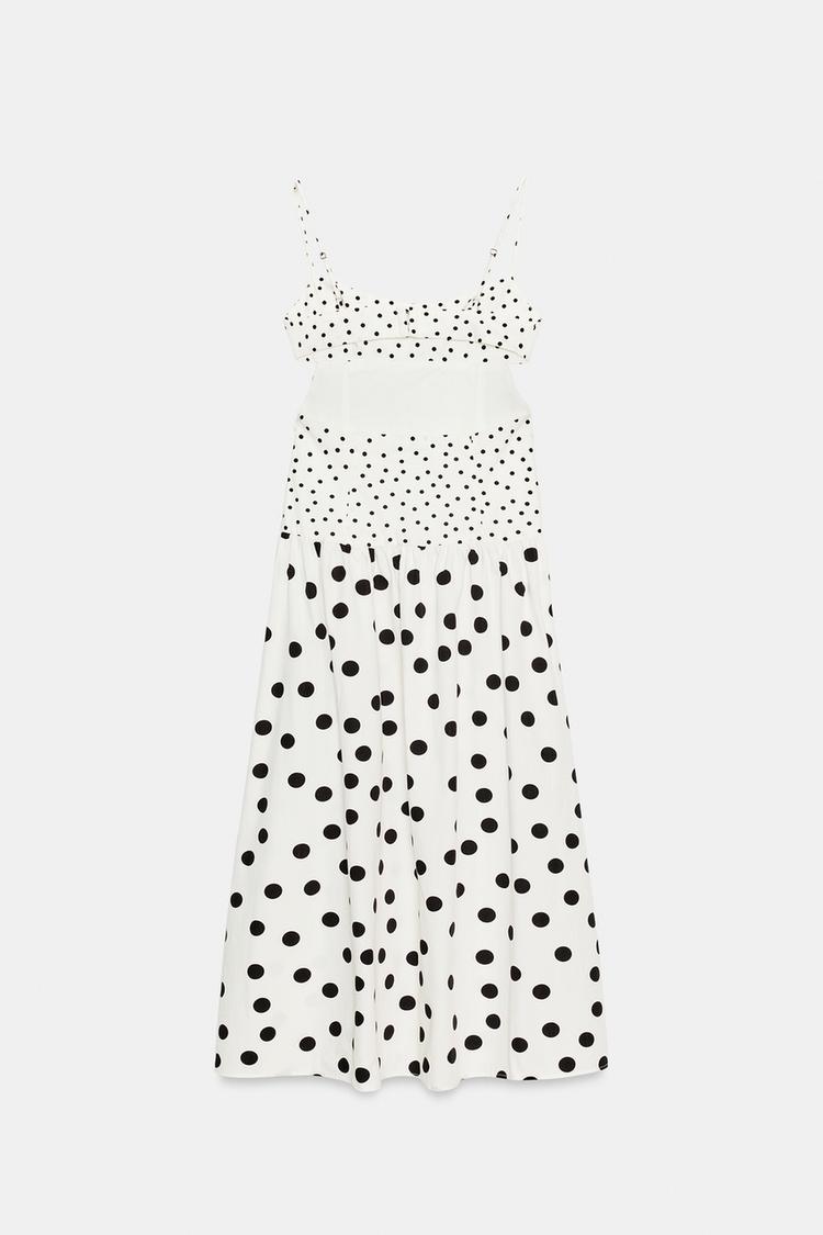 STRAPPY DOT MIDI DRESS