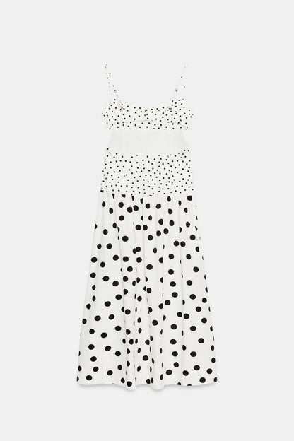 STRAPPY DOT MIDI DRESS