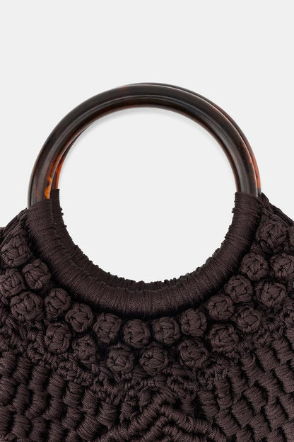 KNOTTED FRINGED WOVEN BAG