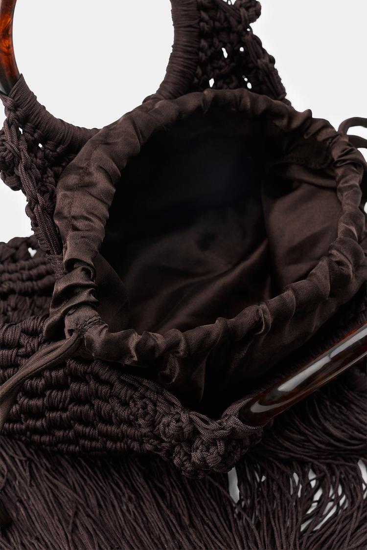 KNOTTED FRINGED WOVEN BAG
