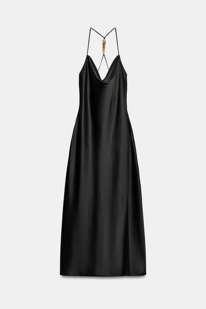 SATIN DRESS WITH BACK DETAIL