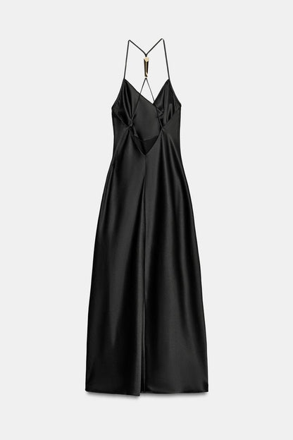 SATIN DRESS WITH BACK DETAIL