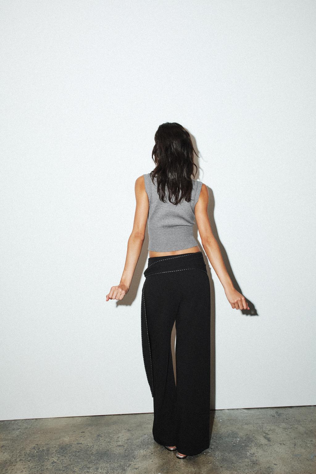 KNITTED POLO COLLAR TANK TOP