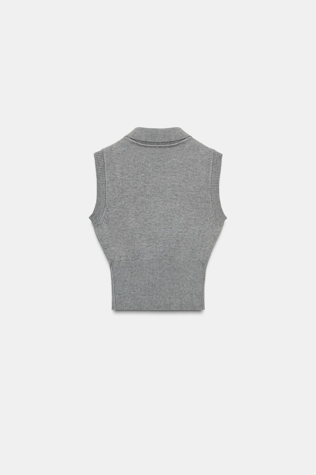 KNITTED POLO COLLAR TANK TOP