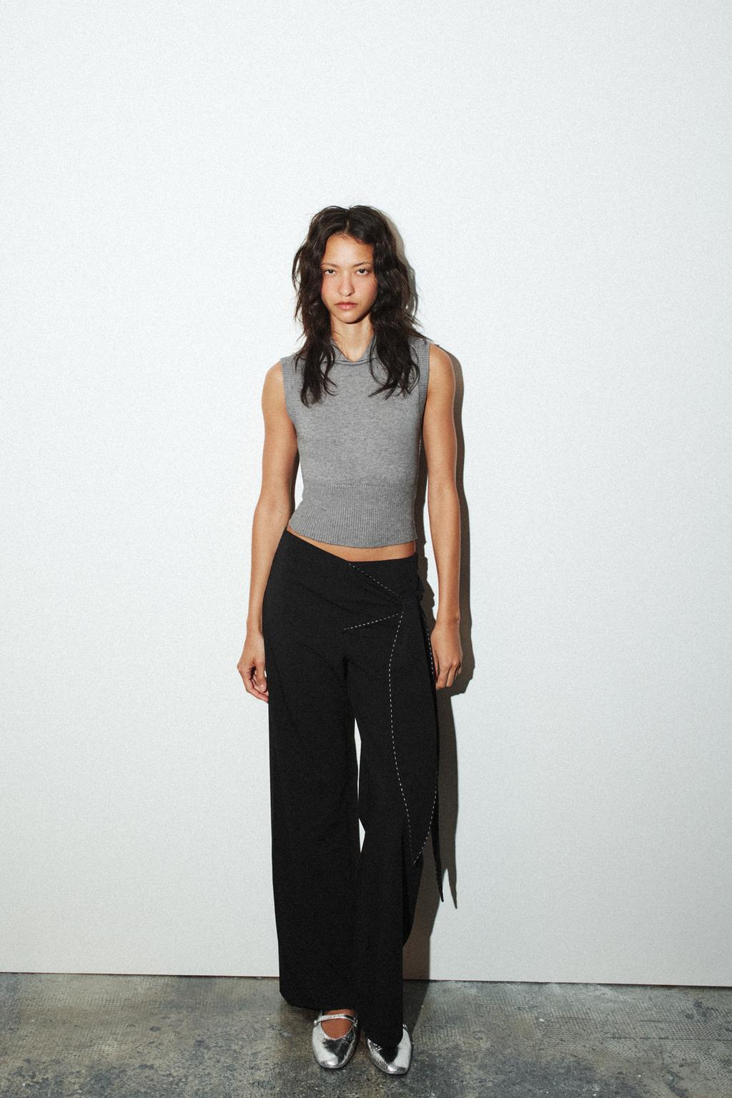 KNITTED POLO COLLAR TANK TOP