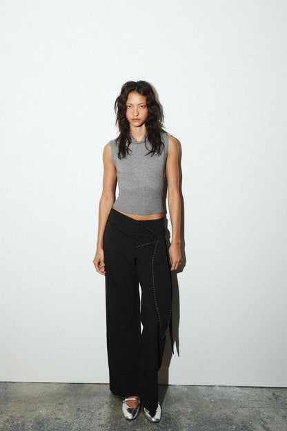 KNITTED POLO COLLAR TANK TOP