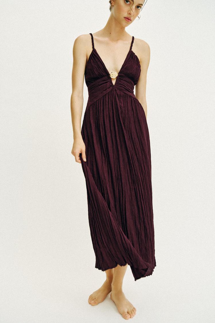 METALLIC DETAIL MIDI DRESS