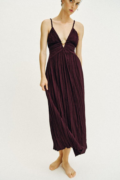 METALLIC DETAIL MIDI DRESS