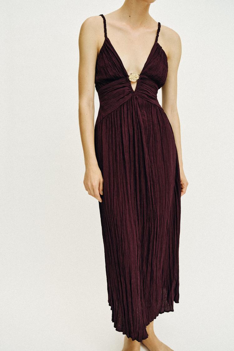 METALLIC DETAIL MIDI DRESS