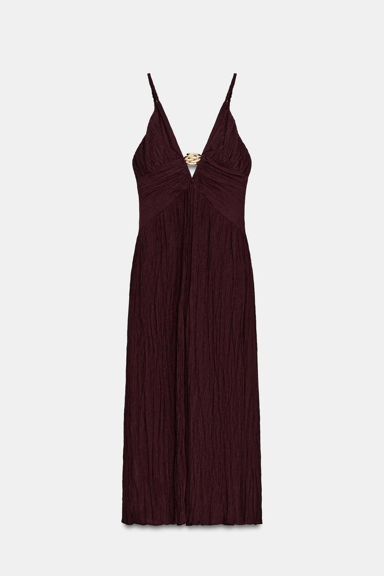 METALLIC DETAIL MIDI DRESS