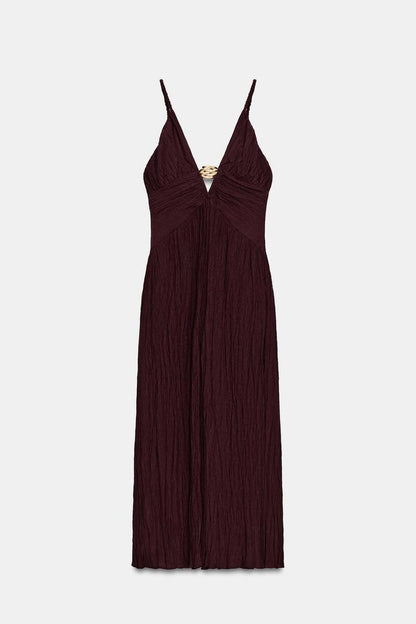 METALLIC DETAIL MIDI DRESS