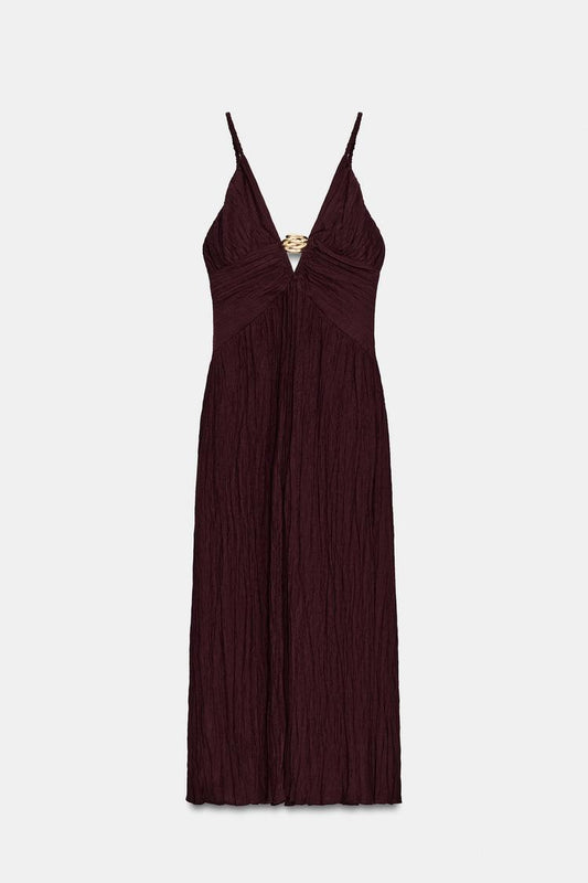 METALLIC DETAIL MIDI DRESS