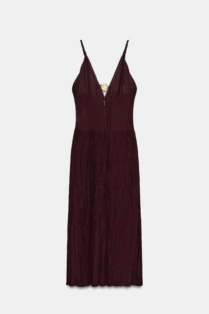 METALLIC DETAIL MIDI DRESS