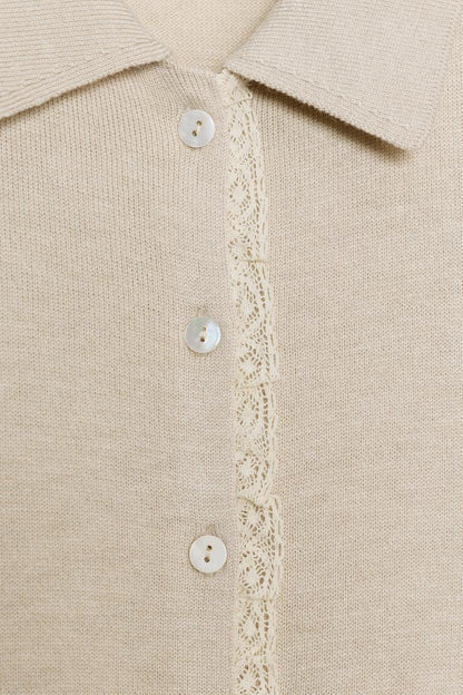 SHORT SLEEVE LACE KNIT CARDIGAN