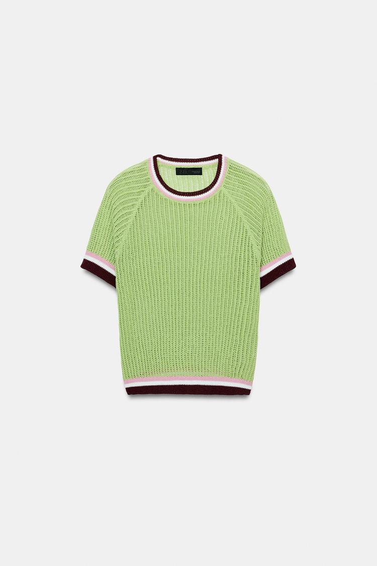 SHORT SLEEVE KNIT TOP