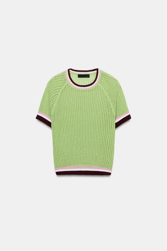 SHORT SLEEVE KNIT TOP